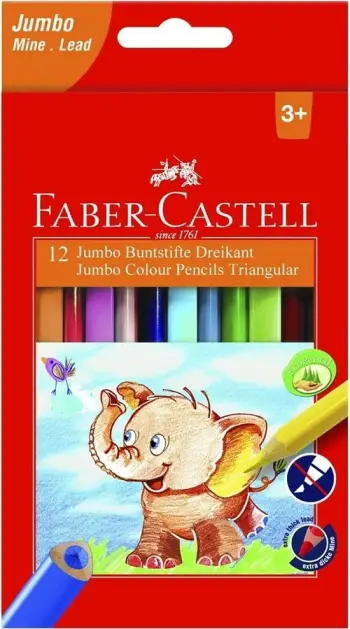 Lapsa ngjyruese Faber-Castell Jumbo Colour Pencils Triangular 12 copë