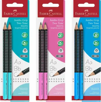 Laps grafit Faber-Castell Jumbo Grip, HB, set 2 copë, ngjyra të përziera