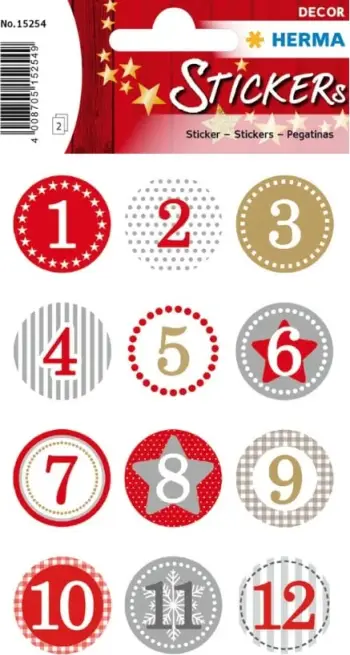 Ngjitëse HERMA kalendar adventi 1-24, letër, multikolor