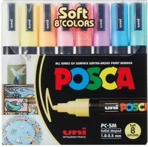 Set markerash Posca PC-5M, 8 ngjyra, majë e rrumbullakët 1.8-2.5mm, multikolor - 1