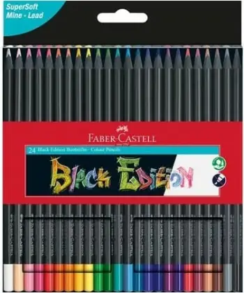 Lapsa me ngjyra Faber-Castell Black Edition, set 24 copa, shumëngjyrëshe
