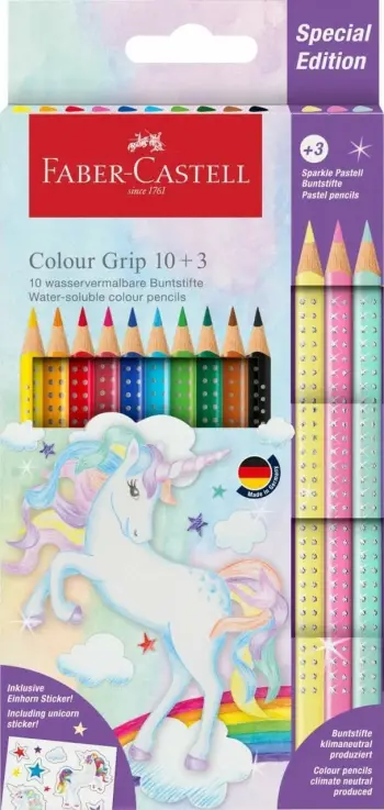 Set lapsa ngjyrues Faber Castell Unicorn, 13 copë, Colour Grip, shumëngjyrësh