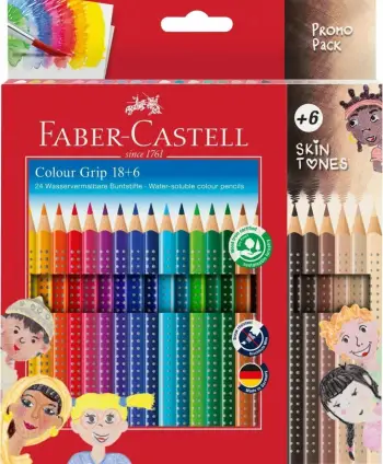 Set lapsa ngjyrues Faber-Castell Colour Grip 112819, 24 copa, akuarel, shumëngjyrësh
