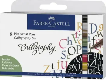 Set kaligrafie Faber-Castell 8 stilolapsa, bojë India