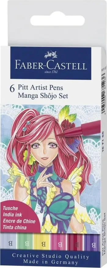 Set stilolapsa artistikë Faber-Castell Pitt Artist Pens Manga Shōjo 6 copë