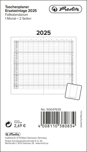 Fletorë xhepi Herlitz 50047635, 32 faqe, gjermanisht, letër, zi/bardhë
