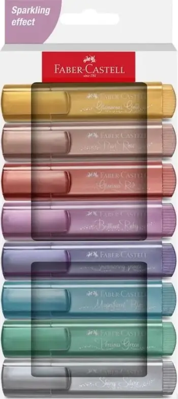 Set markerësh tekstualë Faber-Castell Textliner 46 Metallic, 8 copë, ngjyra metalike