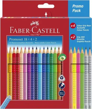 Set lapsash ngjyrues Faber-Castell Colour Grip, 24 copë, i tretshëm në ujë, shumëngjyrësh