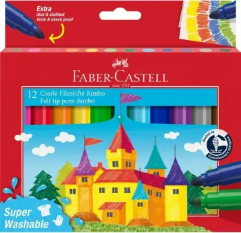 Set lapsa me majë Jumbo Faber-Castell, 12 ngjyra, për fëmijë