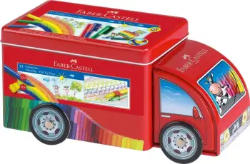 Set lapsa me ngjyra Faber-Castell 155533, 33 copë, multikolor, kuti metalike kamion