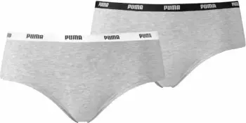 Mbathje hipster për femra Puma Hipsters 2 Pack 603022001-328, set me 2 palë, përbërje pambuk modal elastan, gri