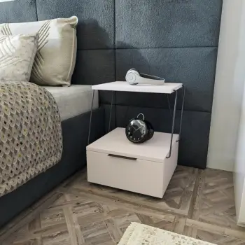 Komodinë moderne Hanah Home, Tekoba, e bardhë