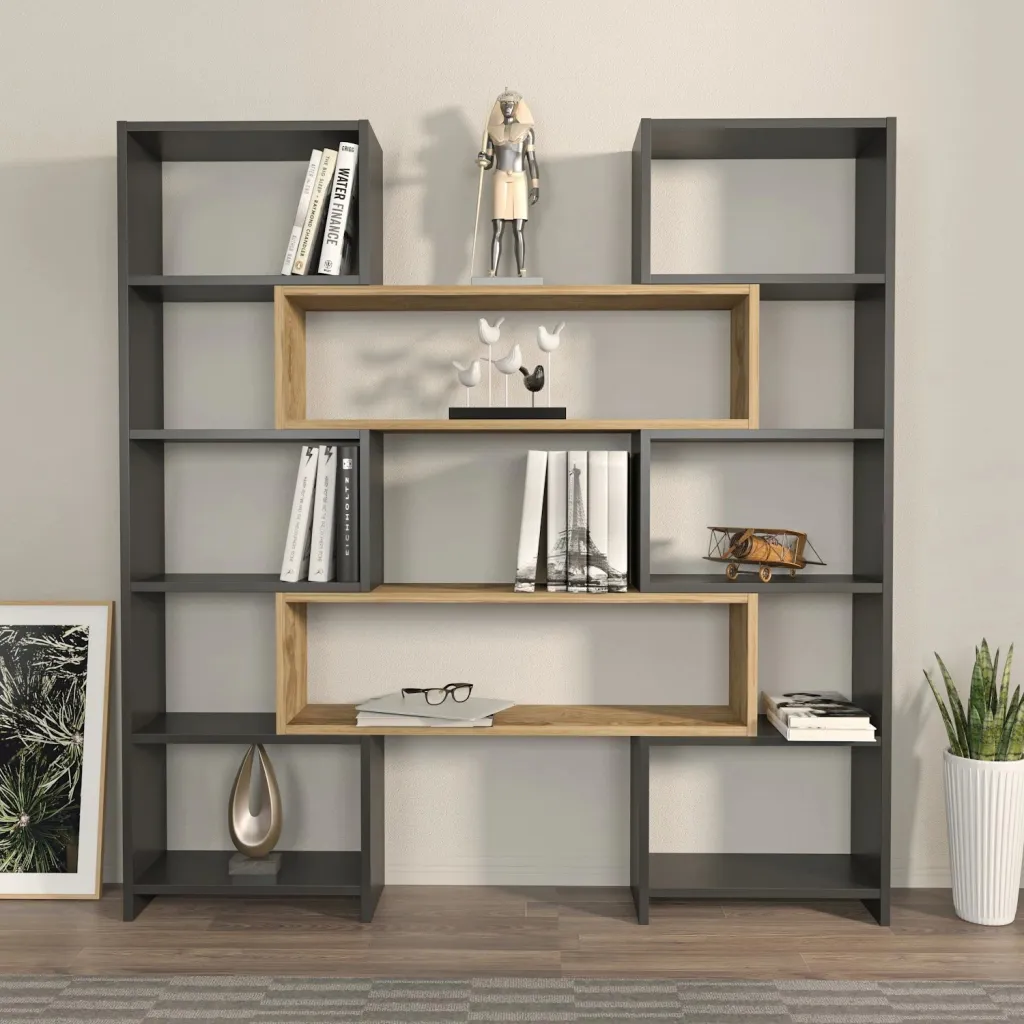 Raft librash Hanah Home, Poyraz, ngjyrë e zezë dhe lis - 1