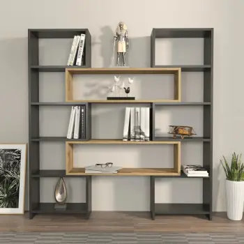 Raft librash Hanah Home, Poyraz, ngjyrë e zezë dhe lis