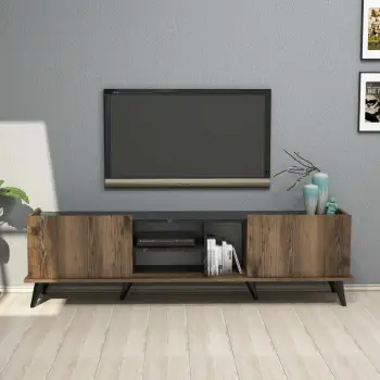 Komodë TV Hanah Home, Elegante 1330, ngjyrë arre dhe e zezë