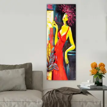 Pikturë dekorative në kanavacë, shumëngjyrëshe, kornizë druri, 30x80cm, DKY394574452_3080