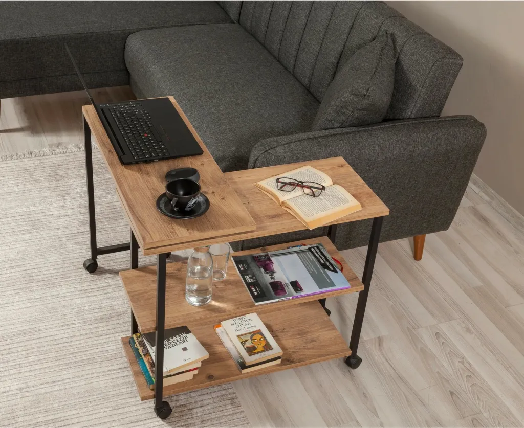 Tavolinë anësore Hanah Home, Melin, ngjyrë Atlantic Pine dhe e zezë - 3
