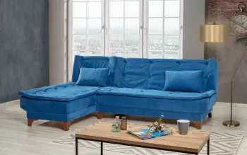 Kënd-sofë krevati Atelier del Sofa, kënd i majtë, ngjyrë kaltër e errët