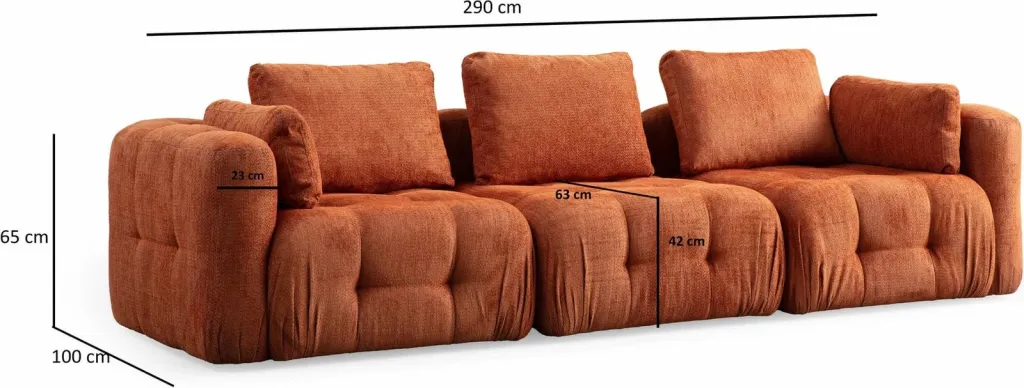 Divan treshe Amaris, portokalli, Atelier del Sofa - 12