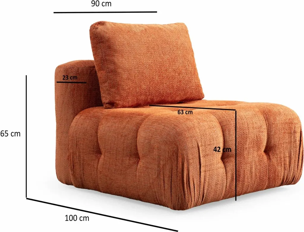 Divan treshe Amaris, portokalli, Atelier del Sofa - 10