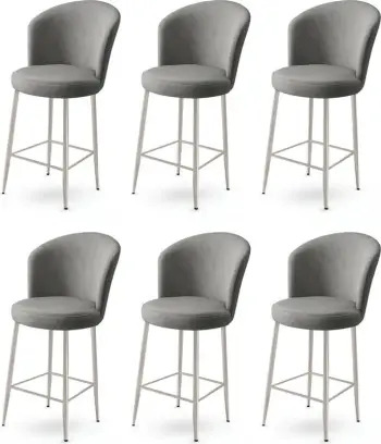 Set prej 6 karrige për bar Hanah Home, Fora, gri, krom