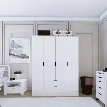 Dollap Rrobash Duru 4 Door 1600, bardhë mat