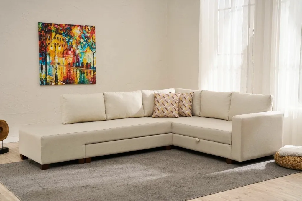 Kënd-sofë-krevat Atelier del Sofa, Aly Arzilla, kënd majtas, krem - 2