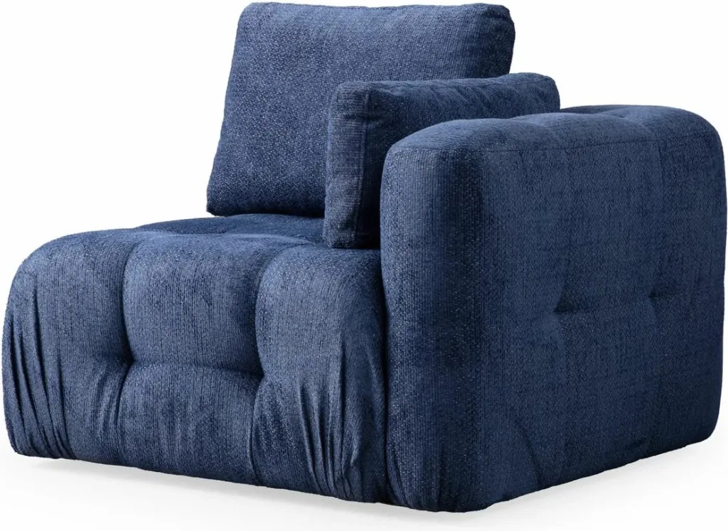 Këndollë Amaris dy ulëse me pouffe, ngjyrë blu e errët - 5