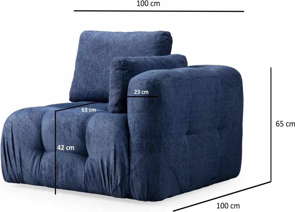 Këndollë Amaris dy ulëse me pouffe, ngjyrë blu e errët - 8