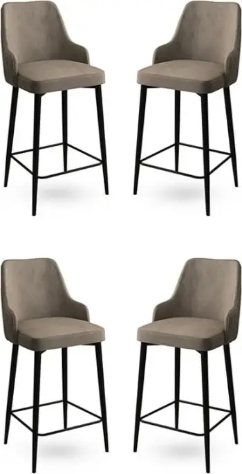 Set karrigesh për bar (4 copë), Hanah Home, Enox - kapuçino, e zezë