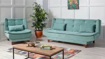 Set divan-krevat me karrige krahu, ngjyrë fëstëku, Atelier del Sofa, Kelebek-TKM03 0400