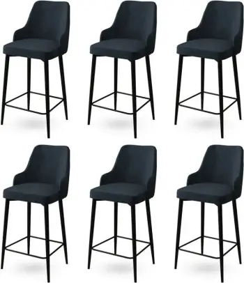 Set karrigesh për bar (6 copë), Hanah Home, Enox, antracit, e zezë