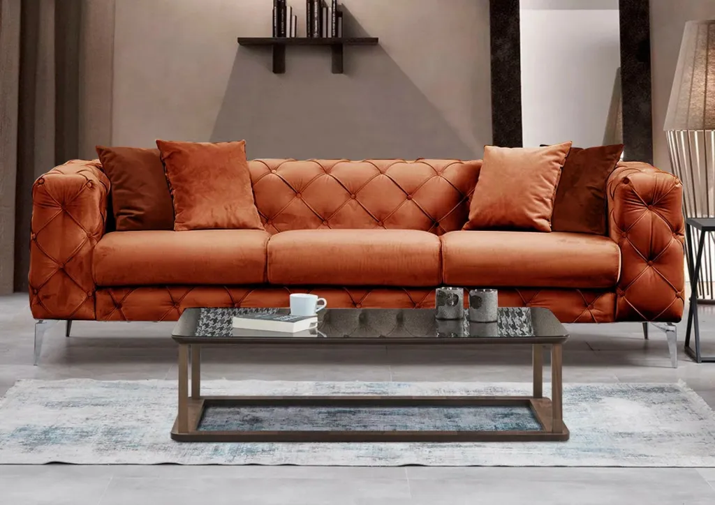 Divan treshe Como, portokalli, Atelier del Sofa - 1
