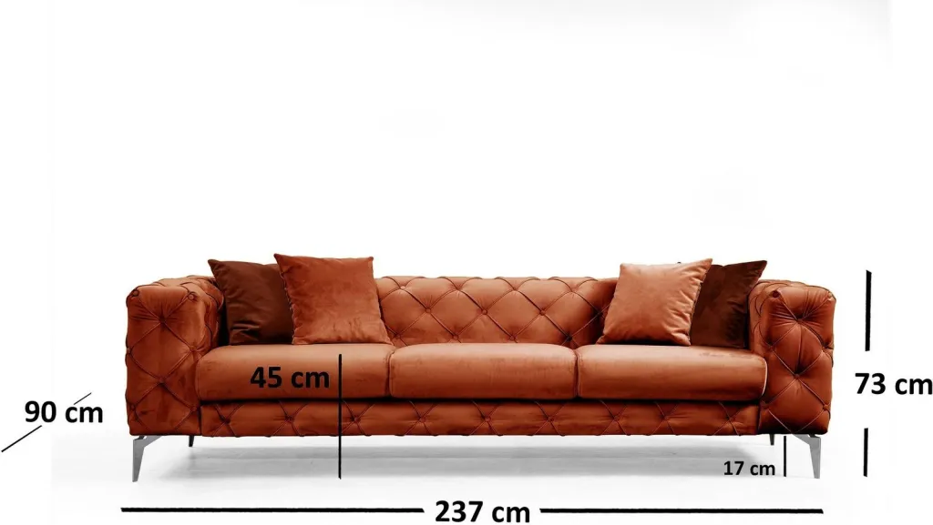 Divan treshe Como, portokalli, Atelier del Sofa - 8