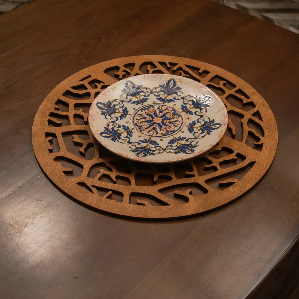 Set nënshtruesish tavoline prej druri, 6 copë, ngjyrë arre, Hermia - 1