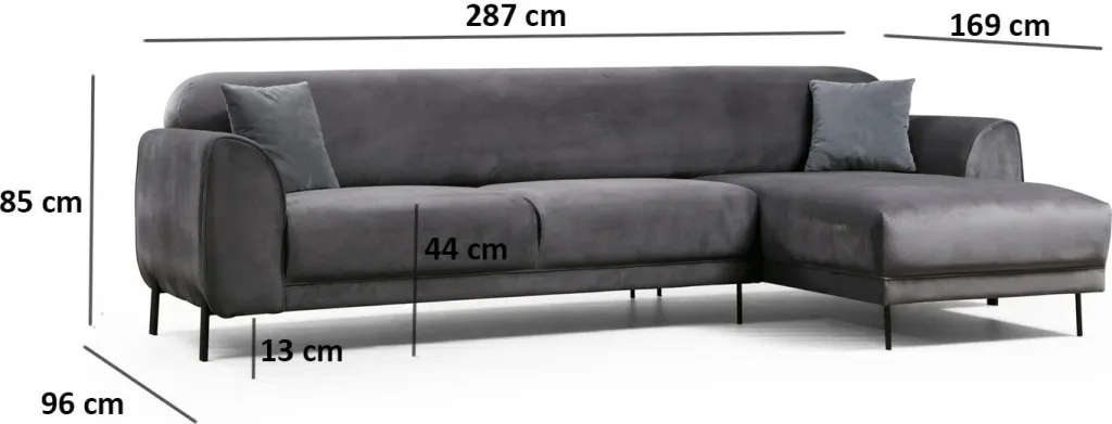 Kënd divan-krevat Atelier del Sofa, këndi djathtë, ngjyrë antracit - 15