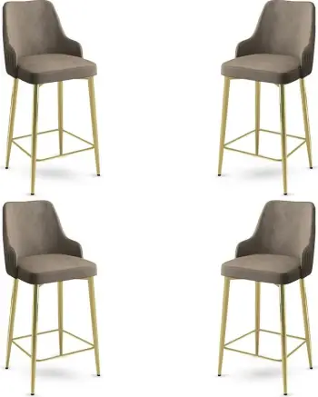 Set karrigesh për bar (4 copë), Hanah Home, Enox, kapuçino, ari