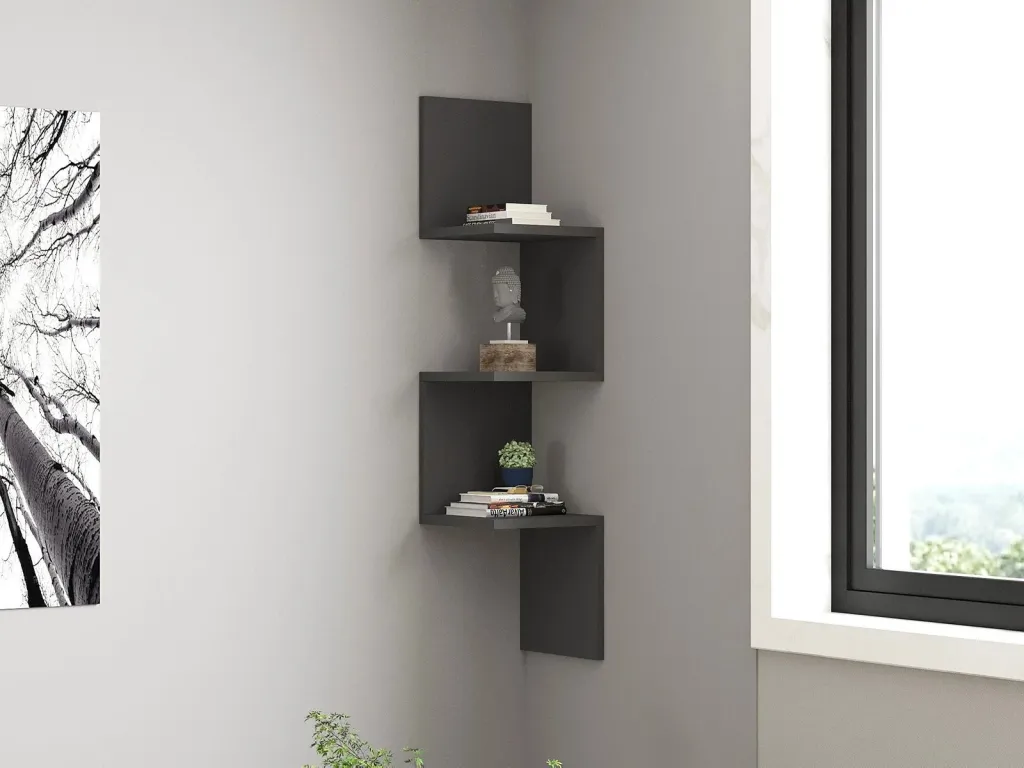 Raft muri Zikzak, ngjyrë antracit, Hanah Home - 1