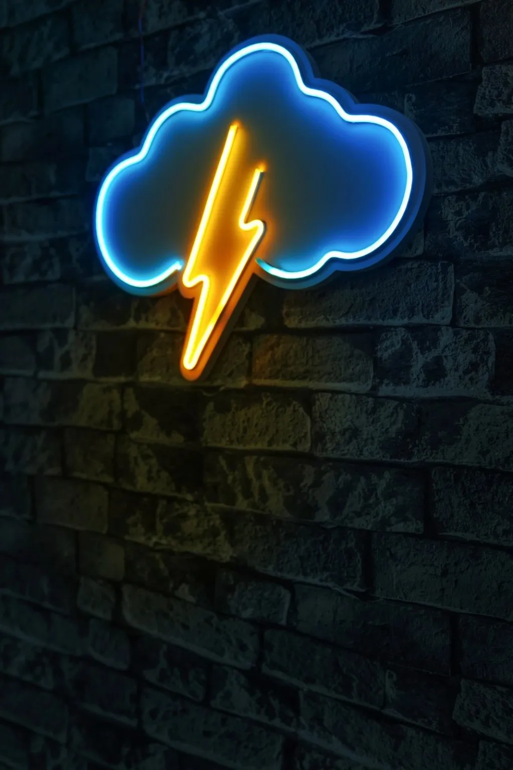 Dritë dekorative murale LED, formë re me rrufe, plastike, blu dhe verdhë - 2