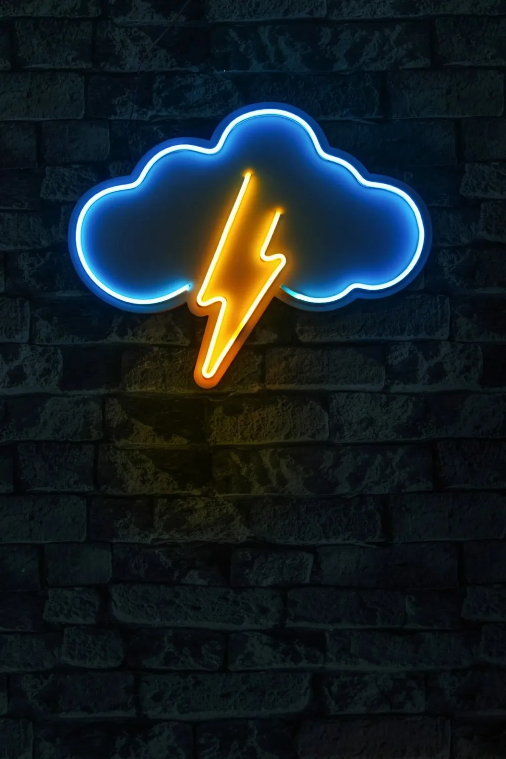 Dritë dekorative murale LED, formë re me rrufe, plastike, blu dhe verdhë - 3