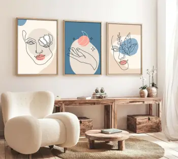 Pikturë dekorative me kornizë MDF (3 copë), Wallity, Huhu139, 30x40cm