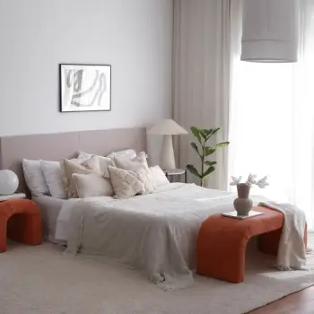 Pouf Atelier del Sofa, Nu Bench, kadife kordon, ngjyrë korale