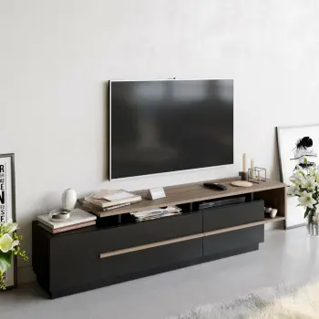Komodë TV Hanah Home, Pia, e zezë dhe arre