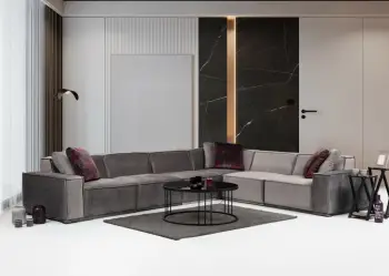 Këndare Atelier del Sofa, Lego Corner 2 (L1-O1-O1-C-O1-1R), ngjyrë gri