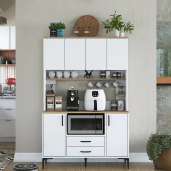 Dollap multifunksional Hanah Home, JE168 - 3257, ngjyrë e bardhë dhe arre