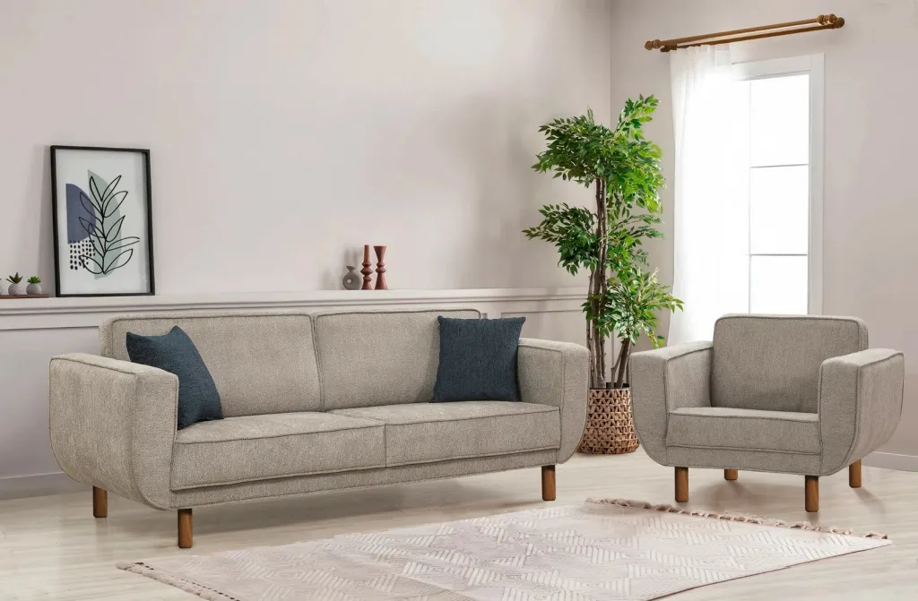 Set divan-krevat Atelier del Sofa, Lorus, ngjyrë arre, gri - 1