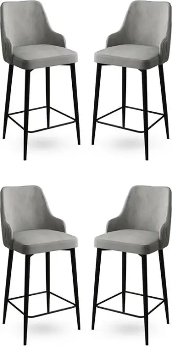 Set karrigesh për bar (4 copë), Hanah Home, Enox, gri e zezë