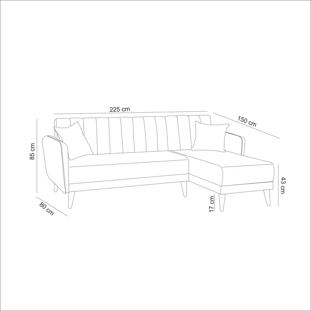 Kënd-sofë krevate, kënd i djathtë, ngjyrë e kaltër e errët, Atelier del Sofa - 8