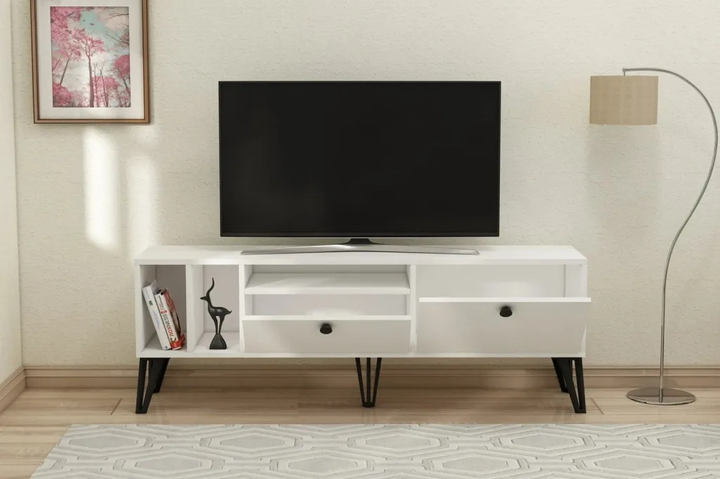 Komodinë për TV Aris, bardhë - 3
