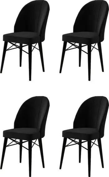 Set karrigesh (4 copë), Hanah Home, Ritim, ngjyrë e zezë